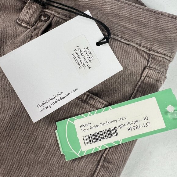 Pistola Jeans Women's 30 Tory High Rise Skinny Crop Light Purple Ankle Zip Denim - Picture 7 of 16